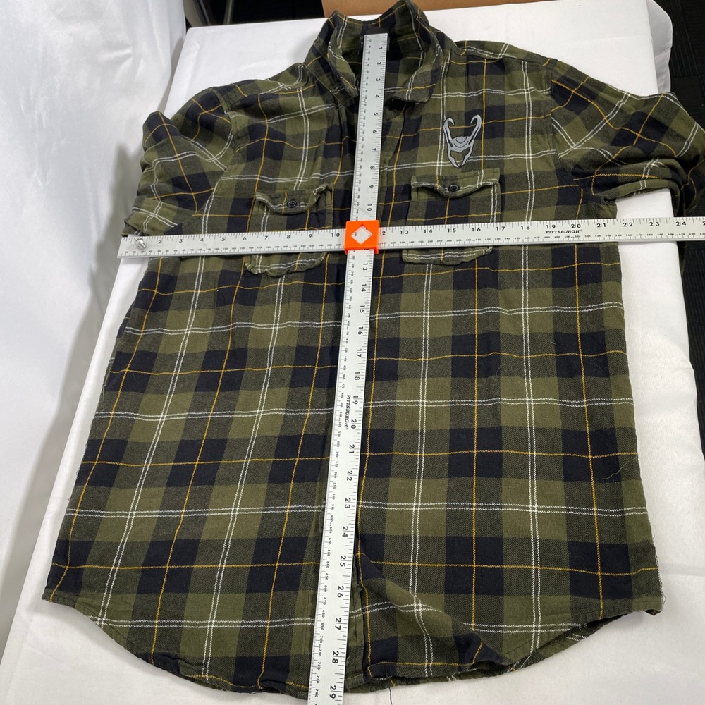 Her Universe x Marvel Loki Green Long Sleeve Plaid Flannel Shirt Women's MEDIUM - Picture 13 of 13